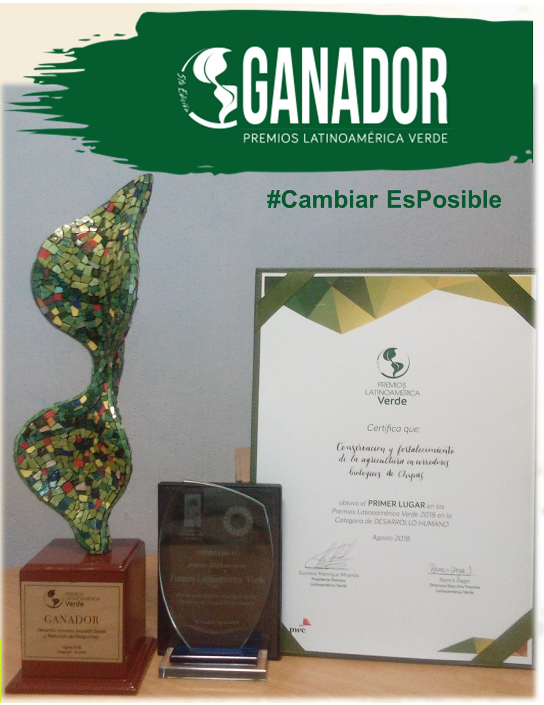 Premio Latinoamérica Verde 2018 - 1er lugar Desarrollo Humano otorgado a PROADECH
