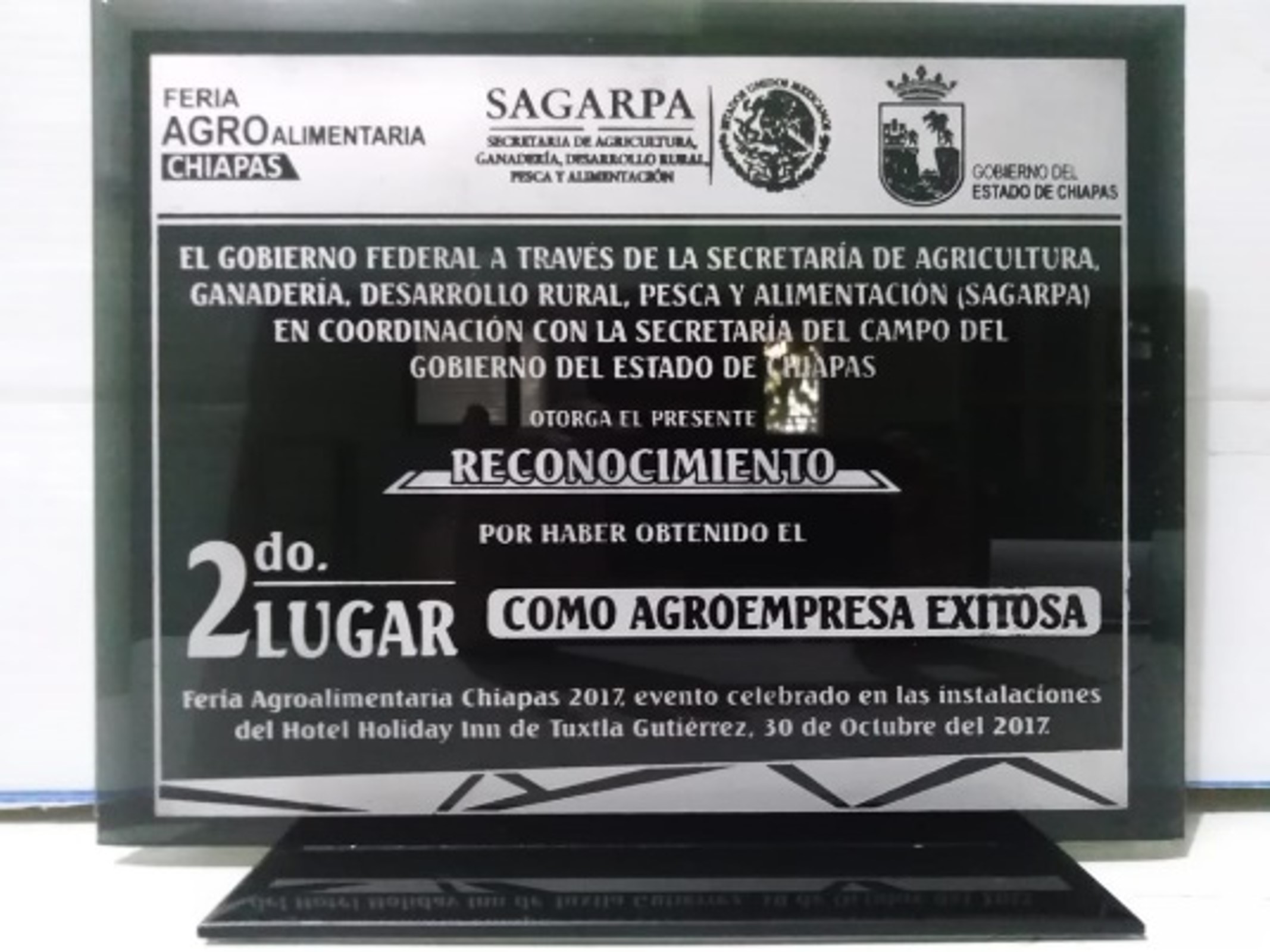 2° Lugar Agroempresa Exitosa - Feria Agroalimentaria Chiapas SAGARPA